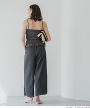 Cotton Japanese-style bow-tie spaghetti-strap vest