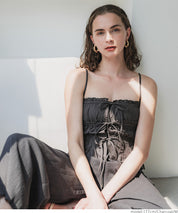 Cotton Japanese-style bow-tie spaghetti-strap vest