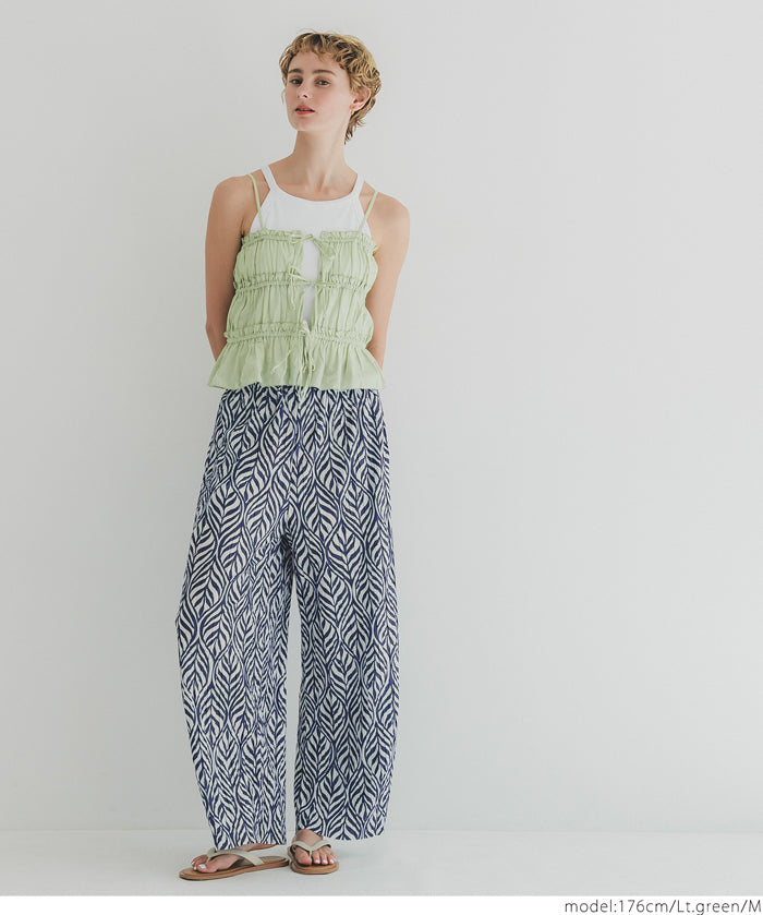 Cotton Japanese-style bow-tie spaghetti-strap vest