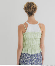 Cotton Japanese-style bow-tie spaghetti-strap vest