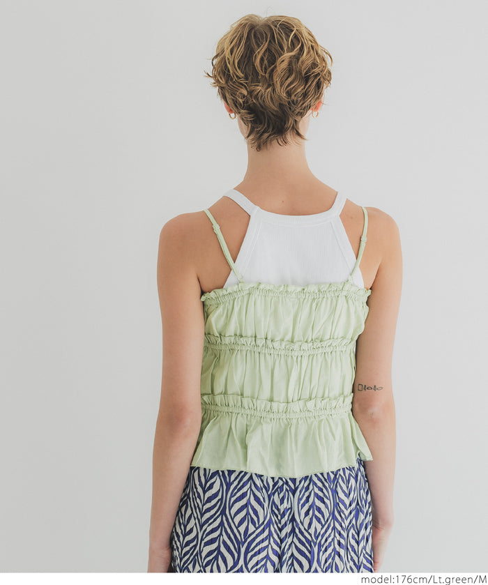 Cotton Japanese-style bow-tie spaghetti-strap vest