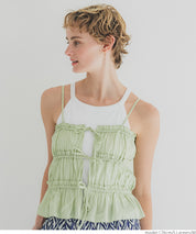 Cotton Japanese-style bow-tie spaghetti-strap vest