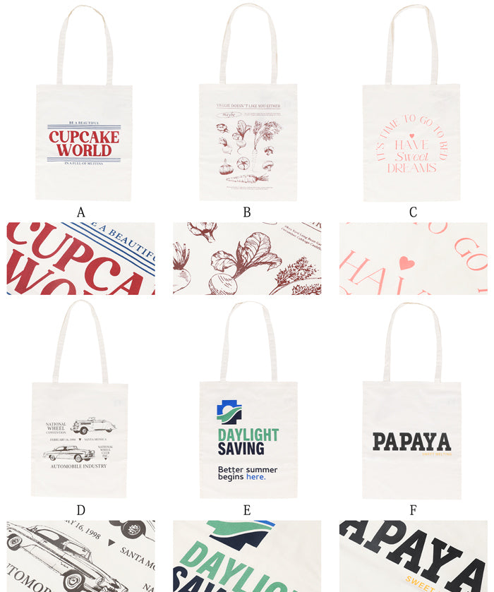 Various printed thin canvas bags