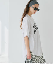Rounded Hem LOGO Short Sleeve Loose Long T-Shirt