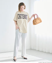 Rounded Hem LOGO Short Sleeve Loose Long T-Shirt