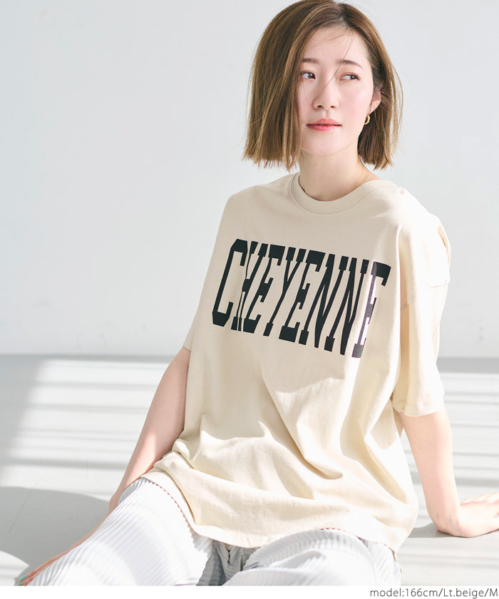 Rounded Hem LOGO Short Sleeve Loose Long T-Shirt
