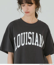 Rounded Hem LOGO Short Sleeve Loose Long T-Shirt
