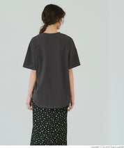 Rounded Hem LOGO Short Sleeve Loose Long T-Shirt