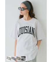 Rounded Hem LOGO Short Sleeve Loose Long T-Shirt