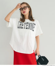 Rounded Hem LOGO Short Sleeve Loose Long T-Shirt