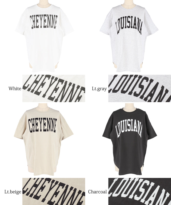 Rounded Hem LOGO Short Sleeve Loose Long T-Shirt