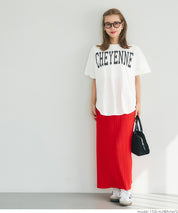 Rounded Hem LOGO Short Sleeve Loose Long T-Shirt
