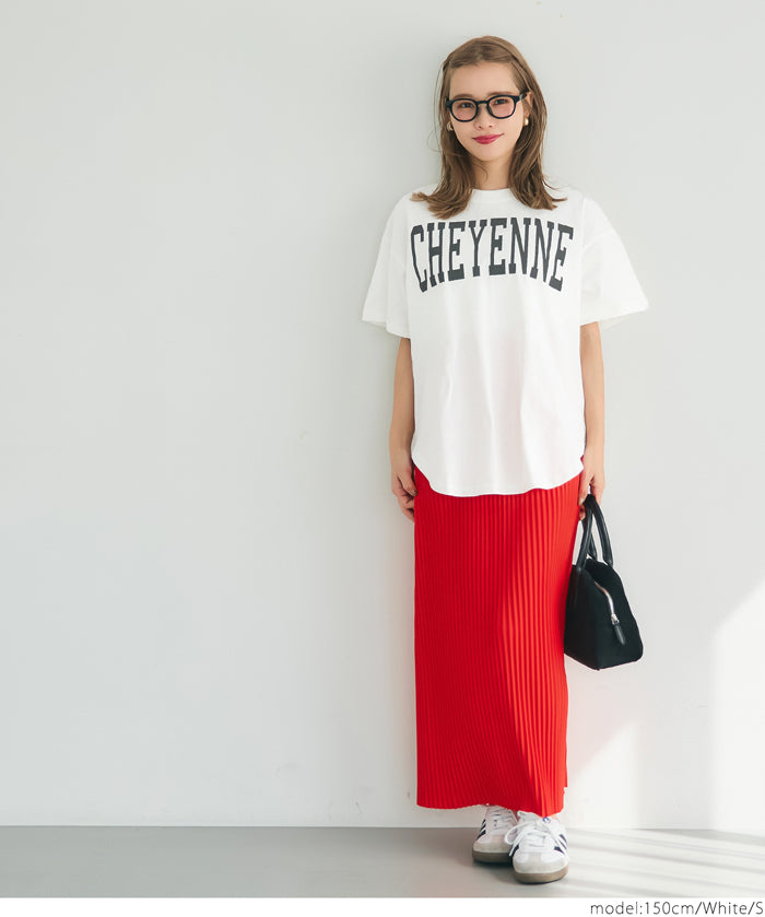 Rounded Hem LOGO Short Sleeve Loose Long T-Shirt