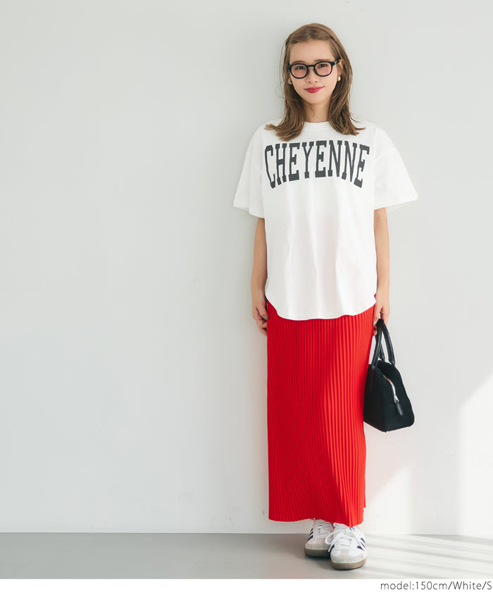 Rounded Hem LOGO Short Sleeve Loose Long T-Shirt