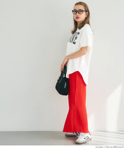 Rounded Hem LOGO Short Sleeve Loose Long T-Shirt