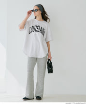 Rounded Hem LOGO Short Sleeve Loose Long T-Shirt