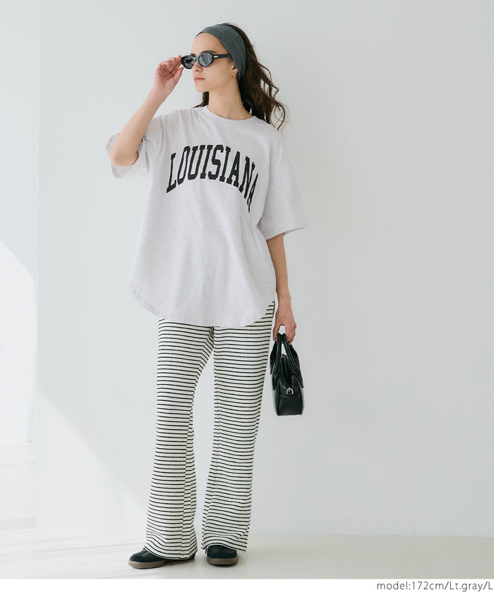Rounded Hem LOGO Short Sleeve Loose Long T-Shirt