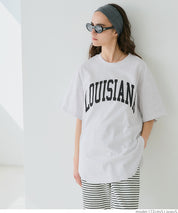 Rounded Hem LOGO Short Sleeve Loose Long T-Shirt