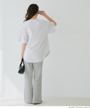 Rounded Hem LOGO Short Sleeve Loose Long T-Shirt