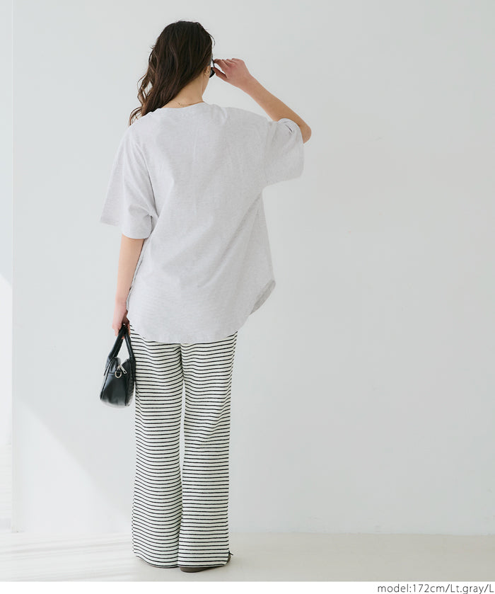 Rounded Hem LOGO Short Sleeve Loose Long T-Shirt