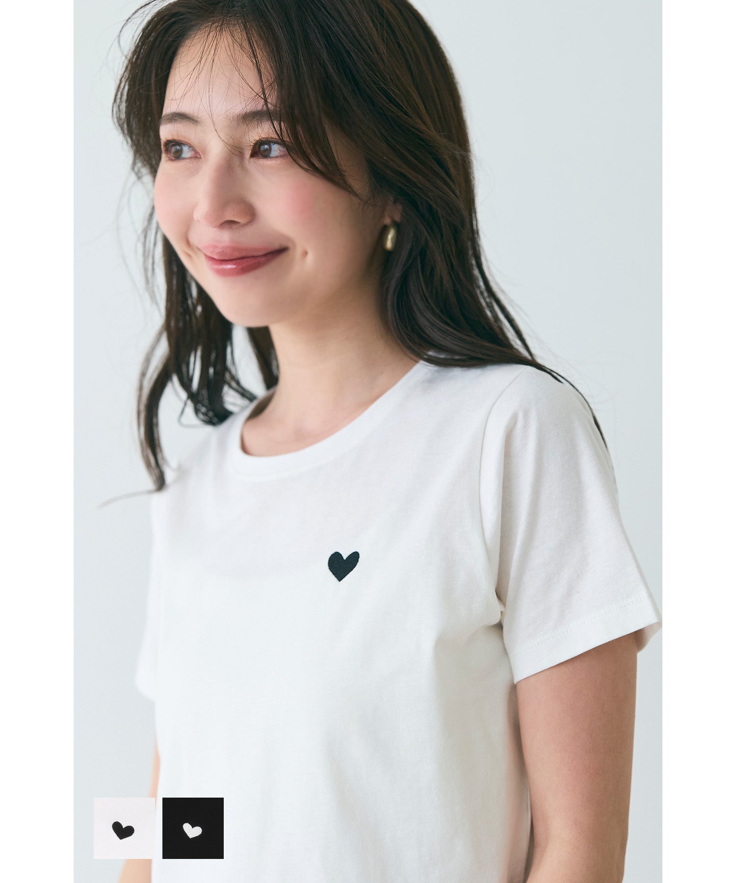 Small Heart LOGO Cotton Fitted Top T-shirt
