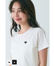 Small Heart LOGO Cotton Fitted Top T-shirt