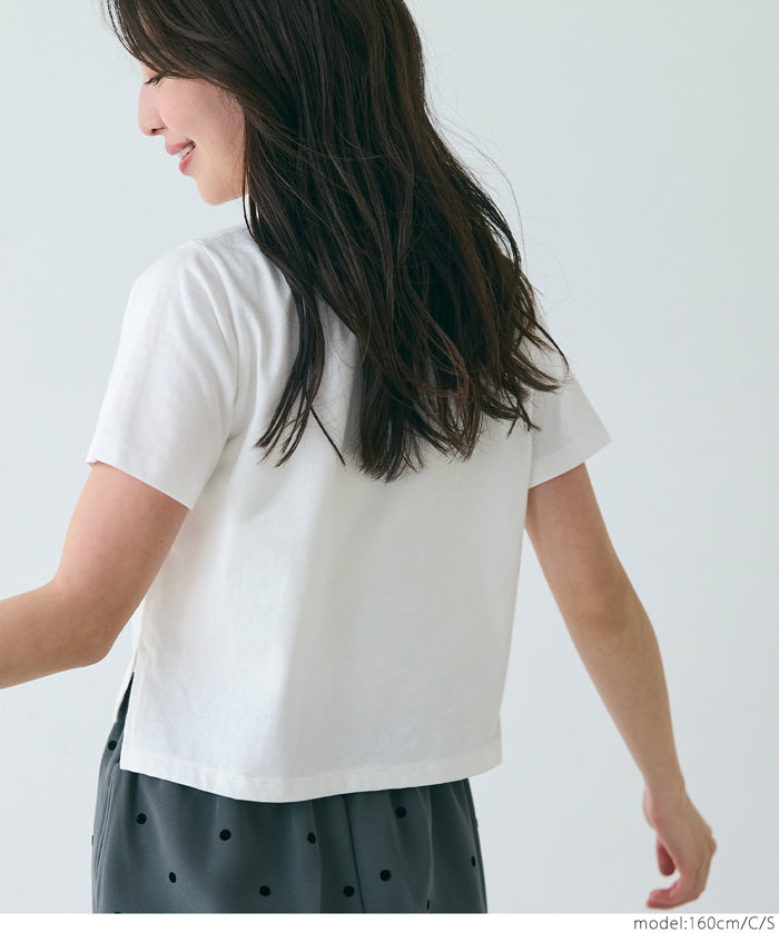 Small Heart LOGO Cotton Fitted Top T-shirt