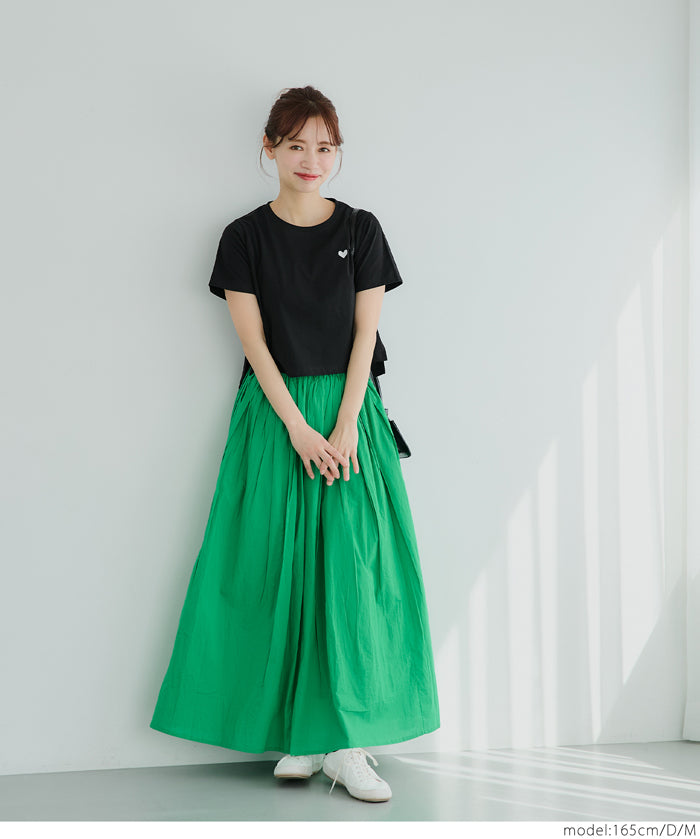 Small Heart LOGO Cotton Fitted Top T-shirt