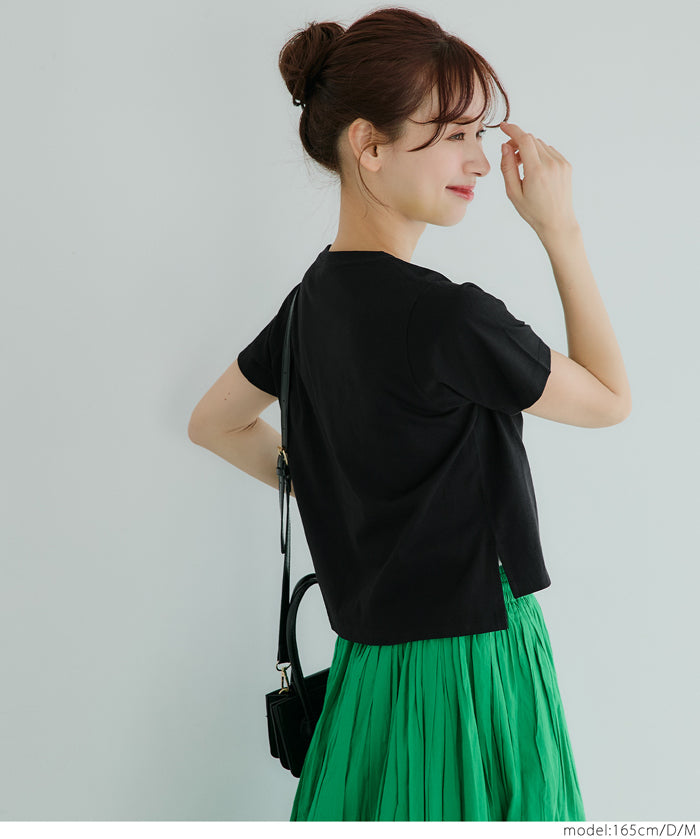 Small Heart LOGO Cotton Fitted Top T-shirt