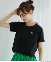Small Heart LOGO Cotton Fitted Top T-shirt