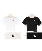 Small Heart LOGO Cotton Fitted Top T-shirt