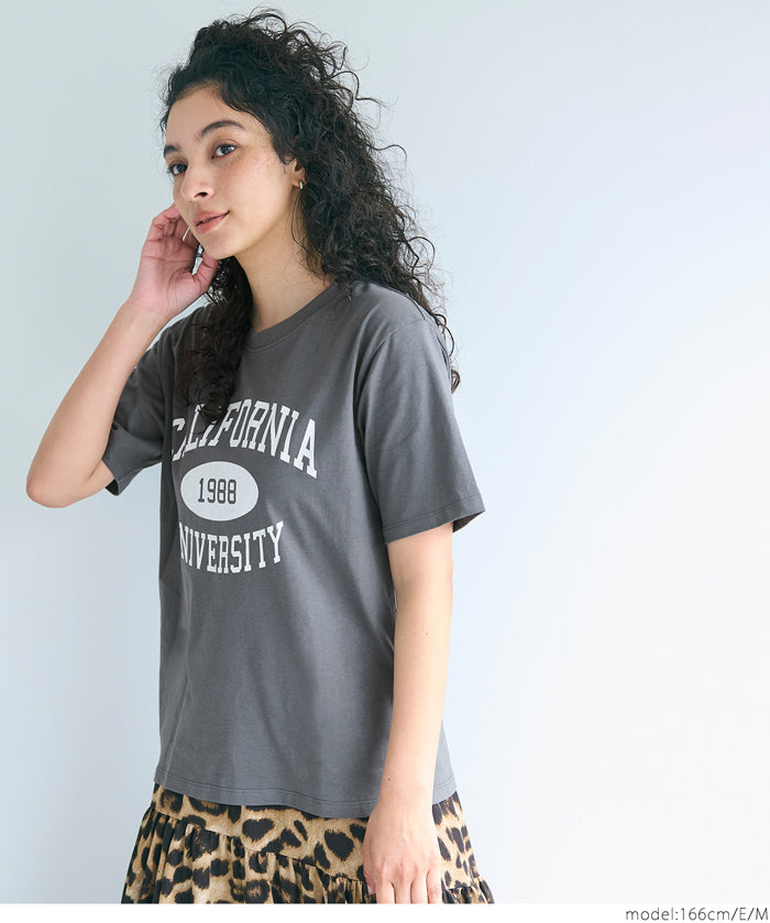 Rolled cuffs style cotton LOGO tops T-shirts in various styles