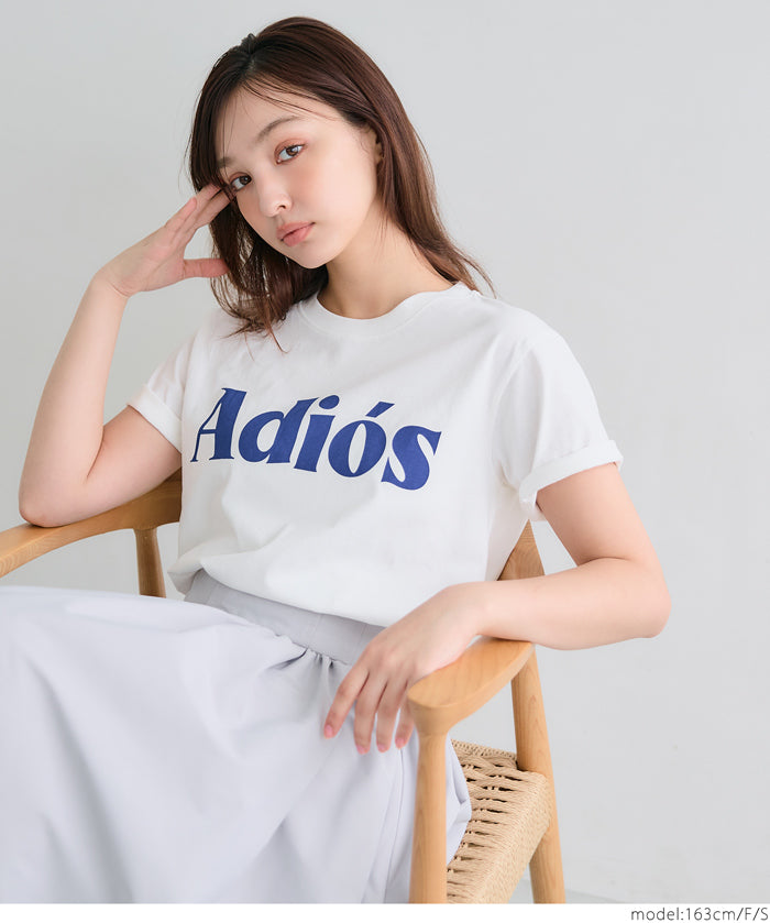 Rolled cuffs style cotton LOGO tops T-shirts in various styles