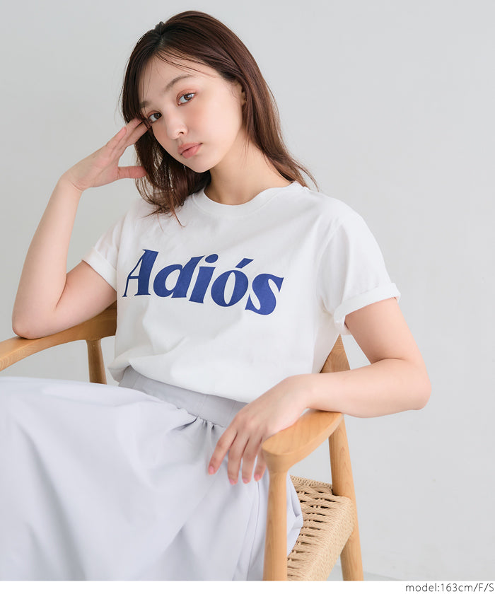 Rolled cuffs style cotton LOGO tops T-shirts in various styles