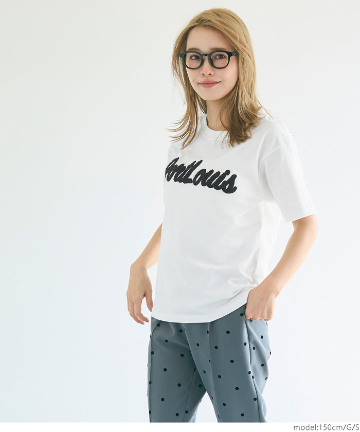 Rolled cuffs style cotton LOGO tops T-shirts in various styles