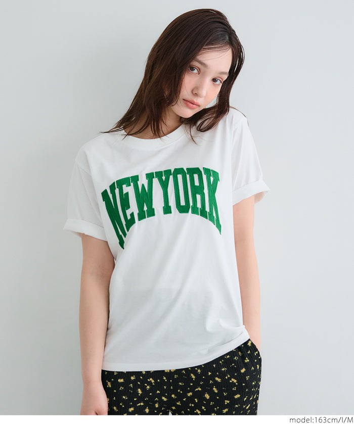 Rolled cuffs style cotton LOGO tops T-shirts in various styles