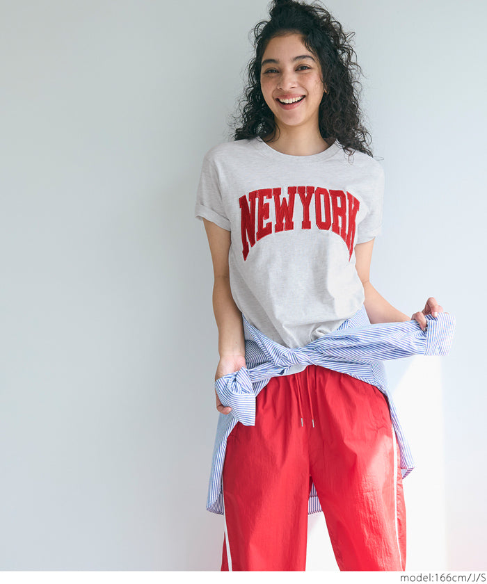 Rolled cuffs style cotton LOGO tops T-shirts in various styles