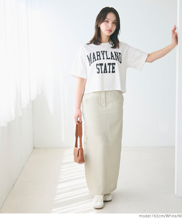 Japanese simple LOGO short-sleeved T-shirt with rolled hem