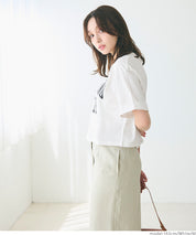 Japanese simple LOGO short-sleeved T-shirt with rolled hem