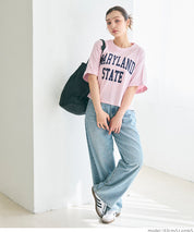 Japanese simple LOGO short-sleeved T-shirt with rolled hem