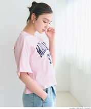 Japanese simple LOGO short-sleeved T-shirt with rolled hem
