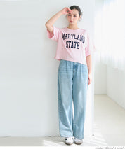 Japanese simple LOGO short-sleeved T-shirt with rolled hem