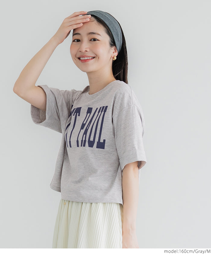 Japanese simple LOGO short-sleeved T-shirt with rolled hem