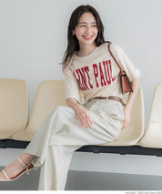 Japanese simple LOGO short-sleeved T-shirt with rolled hem