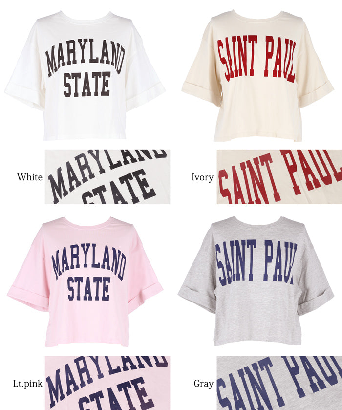 Japanese simple LOGO short-sleeved T-shirt with rolled hem