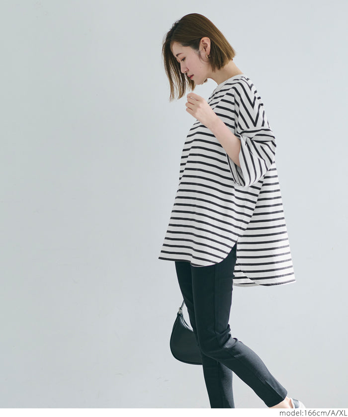 Zijin cotton round hem short-sleeved top T-shirt