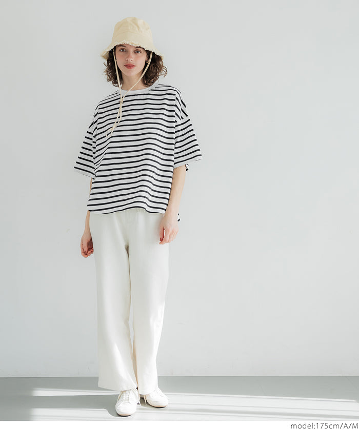 Zijin cotton round hem short-sleeved top T-shirt