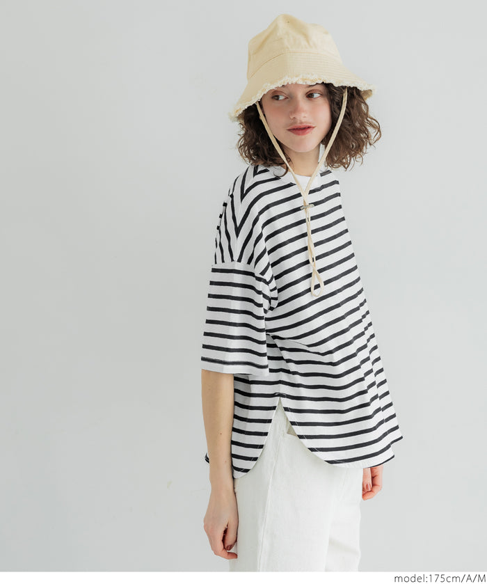 Zijin cotton round hem short-sleeved top T-shirt