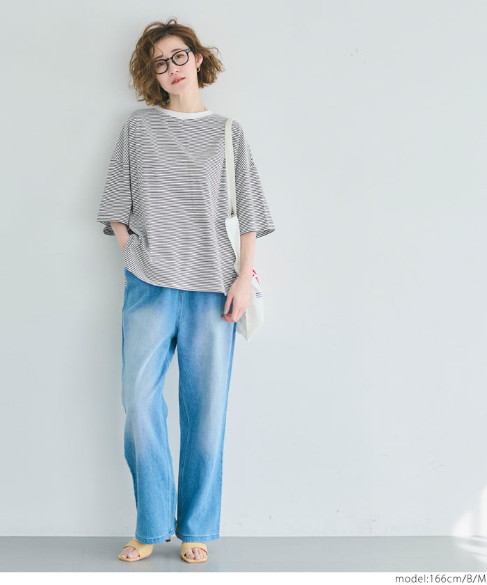 Zijin cotton round hem short-sleeved top T-shirt