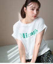 French sleeve fold-back short-sleeved LOGO T-shirt